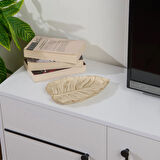 Deco Leaf Dekoratif Tabak - Beyaz / Gold - 24x16 cm