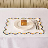 Soft Nonna Amerikan Servis - Hardal / Mavi - 30x50 cm