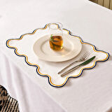 Soft Nonna Amerikan Servis - Hardal / Mavi - 30x50 cm