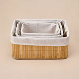 Living Bambu 3'lü Organizer Sepet - Bej