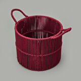 Living Earthy Hues Çok Amaçlı Küçük Dekoratif Sepet - Bordo - 25x20 cm
