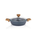 Fiesta Seramik Basık Tencere - Siyah / Açık Kahverengi - 24 cm