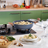 Fiesta Seramik Basık Tencere - Siyah / Açık Kahverengi - 26 cm