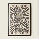 Deco Leopar Tablo - Beyaz / Siyah - 50x70 cm