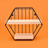 Dekoratif Altıgen Raf - Siyah - 30 cm