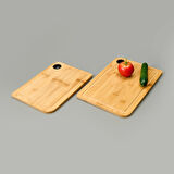 Dual 2'li Kesme Tahtası - Açık Kahverengi / Siyah - 28x20 cm + 33x22 cm