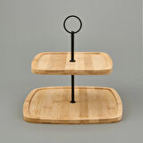 Houseware 2 Katlı Bambu Servis Seti - Asorti - 25 cm