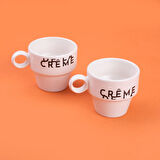 Kitchen Creme 2'li Espresso Fincanı - Krem / Siyah - 105 ml