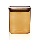 Mia Akasya Dikdörtgen Cam Kavanoz - Amber - 900 ml