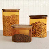 Mia Akasya Dikdörtgen Cam Kavanoz - Amber - 1,2 lt