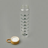 H2O Fit Bambu Kapaklı Cam Matara - Şeffaf / Açık Kahverengi - 1 lt