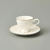 Kitchen 12 Parça Porselen Kahve Fincan Seti - Beyaz