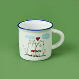 I Love You Desenli Türk Kahvesi Fincanı - Asorti - 80 ml