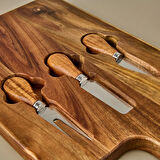 Akasya Bıçaklı Kare Peynir Sunum Tahtası - Kahverengi - 37x22 cm