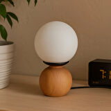 Lighting Opal Cam Top Abajur - Natürel / Beyaz - 26x15x15 cm