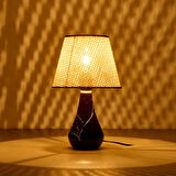 Luce Konik Seramik Abajur - Siyah / Krem - 37x20x20 cm