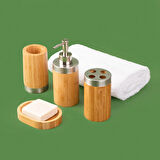 Bath Bambu 4'lü Banyo Aksesuar Seti - Bej