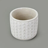 Yıldız Desenli Beton Saksı - Beyaz - 14x12,5 cm
