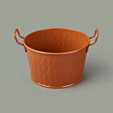Mia Prizma Terracota Kulplu Galvaniz Saksı - Kiremit - 11x18x18 cm