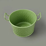 Mia Prizma Terracota Kulplu Galvaniz Saksı - Yeşil - 18 cm