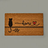 Home Duvardaki Kedi Kapı Önü Paspası - Bej - 35x60 cm