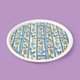 Kitchen Blue Toya Yuvarlak Tepsi - Renkli - 36x36 cm