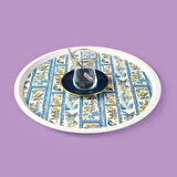 Kitchen Blue Toya Yuvarlak Tepsi - Renkli - 36x36 cm