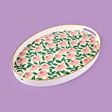 Kitchen Pink Flower Oval Tepsi - Renkli - 39 cm