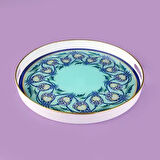 Kitchen Lale Camlı Yuvarlak Tepsi - Renkli - 35 cm
