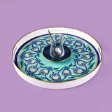 Kitchen Lale Camlı Yuvarlak Tepsi - Renkli - 35 cm