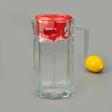 Köşem Sürahi - Şeffaf / Kırmızı - 1,25 lt