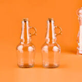 Mantar Kapaklı 2'li Yağlık Seti - Şeffaf / Açık Kahverengi - 250 ml