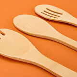 Ravili 3'lü Bambu Servis Seti - Açık Kahverengi