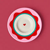 Kitchen Granny Çay Tabağı - Pembe / Kırmızı - 13 cm