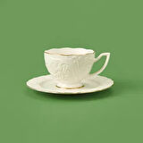 Bone Rosen Porselen Altın Yaldızlı 2'li Çay Seti - Beyaz