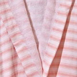 Soft Kapüşonlu Çizgili Kız Çocuk Bornoz - Beyaz / Pembe - L / XL