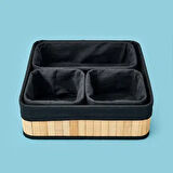 Living 4'lü Bambu Sepet - Bej / Siyah