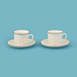 Kitchen Olympos 2'li Kahve Fincanı Takımı - Krem / Siyah - 90 ml