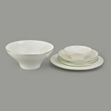 & More Hera 29 Parça Gold Rimli Yemek Takımı - Krem