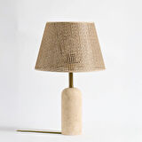 Luum Hasır Şapkalı Abajur - Kahverengi / Traverten - 48 cm