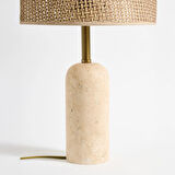 Luum Hasır Şapkalı Abajur - Kahverengi / Traverten - 48 cm