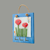 Deco Çiçek Anahtar Askısı - Mavi - 15 cm