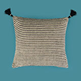 Soft Shiny Kırlent - Bej / Siyah - 45x45 cm