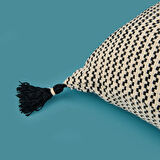 Soft Shiny Kırlent - Bej / Siyah - 45x45 cm