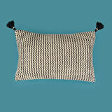 Soft Shiny Kırlent - Bej / Siyah - 30x50 cm