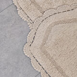 Soft Lace 2'li Banyo Paspası - Bej - 40x60 cm + 60x90 cm