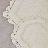 Soft Lace 2'li Banyo Paspası - Ekru - 40x60 cm + 60x90 cm