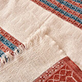 Soft Marun Çift Kişilik Yatak Örtüsü - Ekru / Kırmızı - 200x230 cm