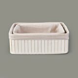 Living 2'li Çok Amaçlı Dekoratif Sepet - Beyaz