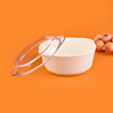 Borcam Kapaklı Tencere - Beyaz / Şeffaf - 25x22 cm